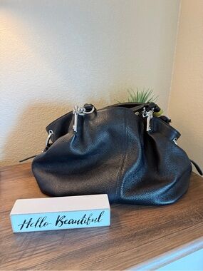 HESHE Black Leather Shoulder Bag